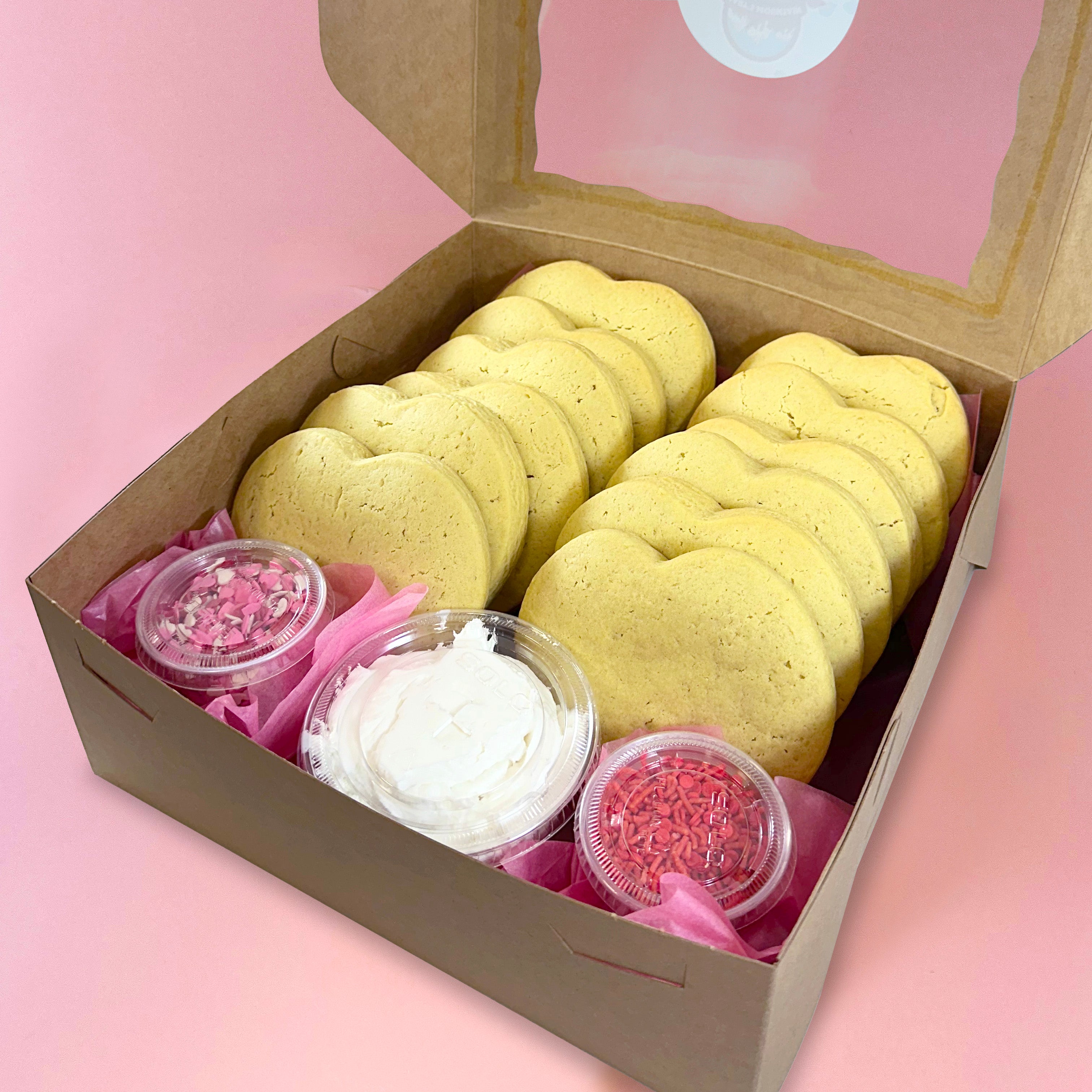 Dozen Unfrosted Sugar Cookie Decorating Kit Hearts Mary's Mountain Cookies Sioux Falls