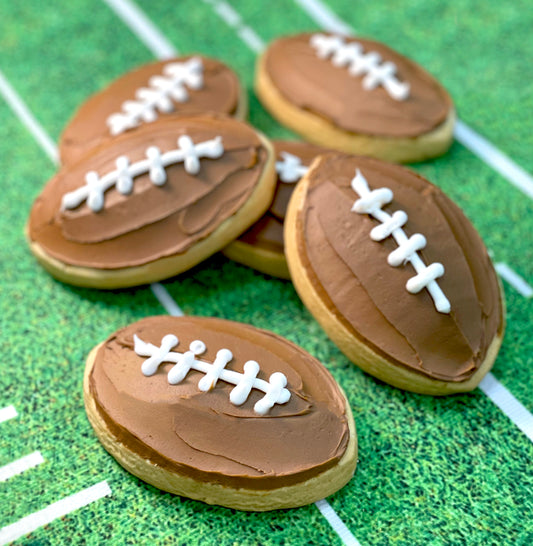 Box of Dozen 5oz Cookies - Frosted Sugar Cookie Footballs